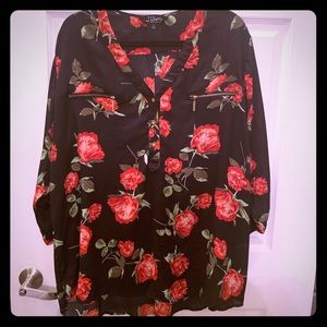 Georgette rose tunic blouse